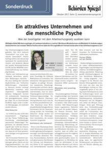"Ein attraktives Unternehmen und die menschliche Psyche" - Artikel von Regine Jäckel im Behördenspiegel Okt. 2017